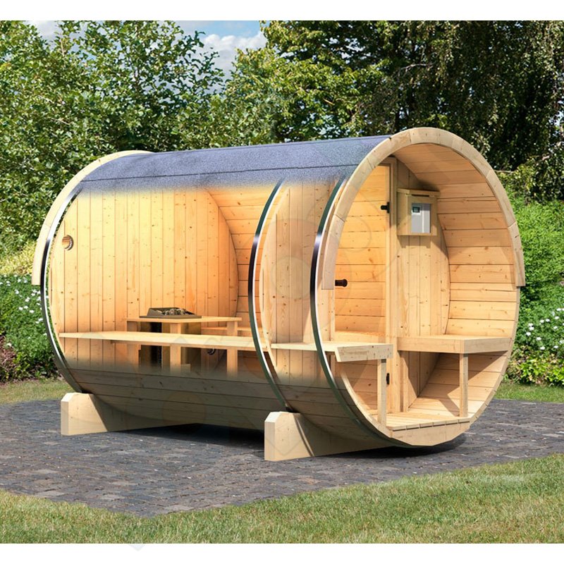 Fass-Sauna Kotka 2 rund 216 x 280 x 216 für Garten inkl ...