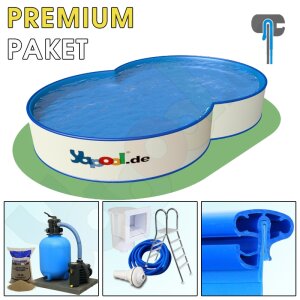 Premium Pool Package C 8-shaped Pool PROFI FAMILY 4,7 x 3,0 x 1,2 m Liner 0,8 mm blue