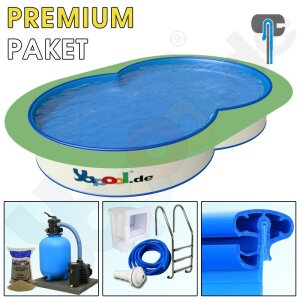 Premium Pool Package A 8-shaped Pool PROFI FAMILY 8,55 x 5,0 x 1,2 m Liner 0,8 mm blue