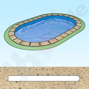 Pool Beckenrandsteine Beton Ovalbecken 3,20 x 6,00 m flache Form sandfarben