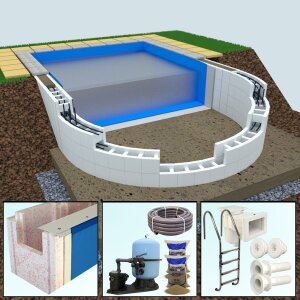 Premium Package Yapool Stone PS40 /PS25 Semi-oval Pool...