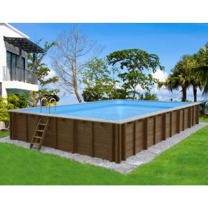 Premium Pool Set Wooden pool Bali 7,90 x 4,00 x 1,38 m square pool