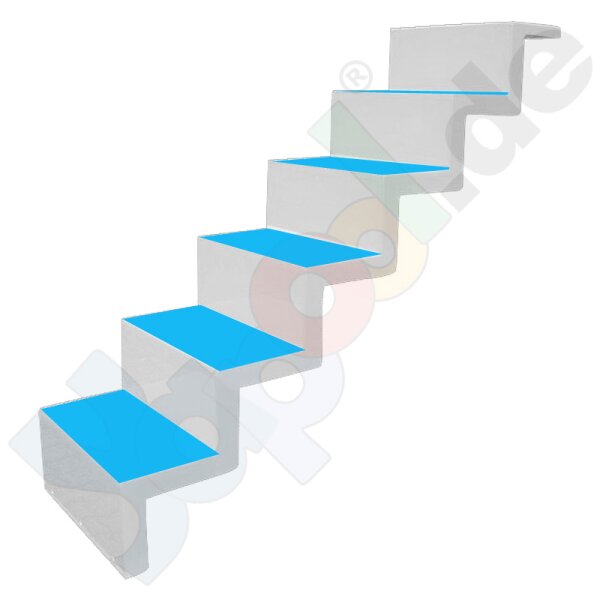 ReKu Universalpooltreppe zum nachträglichen Einbau 5 stufig, 0,6 m weiss, Stufen azurblau