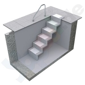 ReKu Universal Pool Ladder for later installation 5 steps, 0,6 m white, blue steps