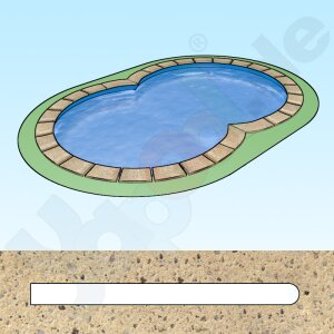 Pool Beckenrandsteine Beton Achtformbecken 6,00 x 9,20 m flache Form sandfarben
