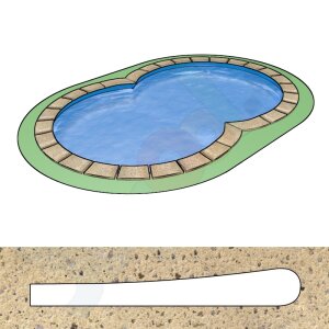 Pool Beckenrandsteine Beton Achtformbecken 6,00 m x 9,20 m wellenform sandfarben