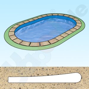 Pool Beckenrandsteine Beton Ovalbecken 3,00 x 4,90m/5,0 m wellenform sandfarben