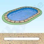 Pool Beckenrandsteine Beton Ovalbecken 5,50 m x 11,00 m flache Form sandfarben
