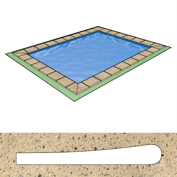 Pool Beckenrandsteine Beton Rechteckbecken 3,00 x 5,00 m wellenform sandfarben