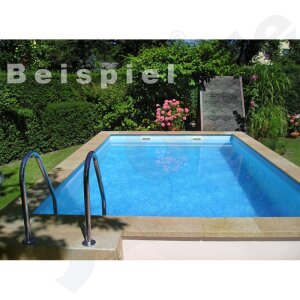 Pool Beckenrandsteine Beton Rechteckbecken 3,50 x 7,50 m flache Form sandfarben