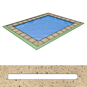 Pool Beckenrandsteine Beton Rechteckbecken 4,50 x 7,50 m flache Form sandfarben