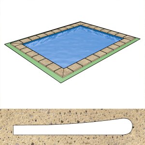 Pool Beckenrandsteine Beton Rechteckbecken 3,00 x 4,00 m wellenform sandfarben
