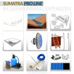 PremiumPlus+ Paket Holzpool Schwimmbecken Sumatra PRO LINE - ACHTECK 5,30 x 1,38 m Folie weiß