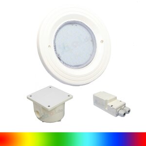 Paket 1x BWT Procopi LED Pool Scheinwerfer farbig RGB PL-06V-M - Blende weiß