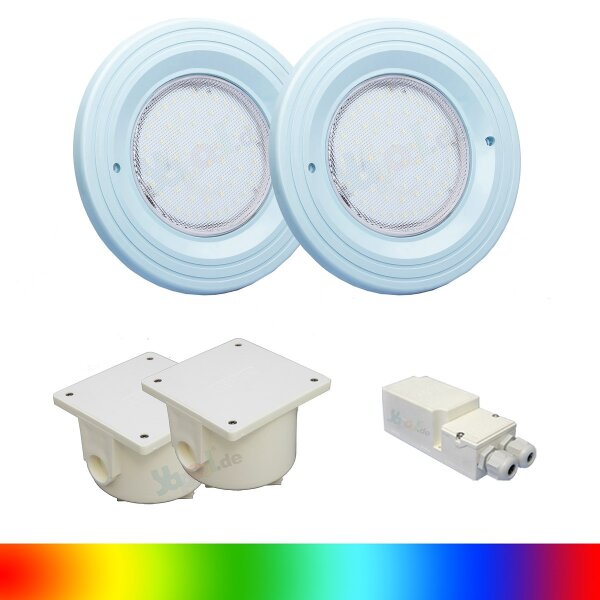 Paket 2x BWT Procopi LED Pool Scheinwerfer farbig RGB PL-06V-M - Blende hellblau