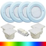 Paket 4x BWT Procopi LED Pool Scheinwerfer farbig RGB PL-06V-M - Blende hellblau