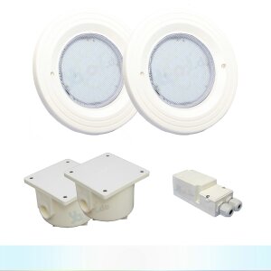 Paket 2x BWT Procopi LED Pool Scheinwerfer weiß - PL-07V-M - Blende weiß