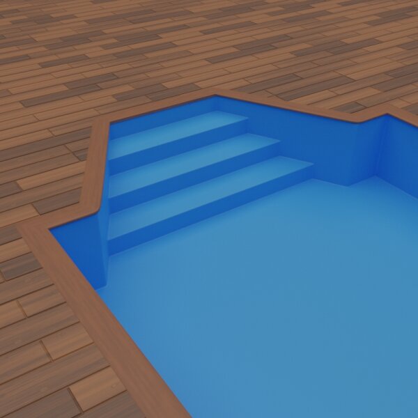 BWT Procopi Poolfolie für trapezförmige Treppe außen S-Liner 0,9 mm rutschfest adriablau