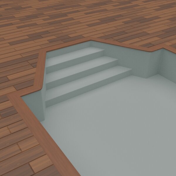 BWT Procopi Poolfolie für trapezförmige Treppe außen S-Liner 0,9 mm rutschfest hellgrau