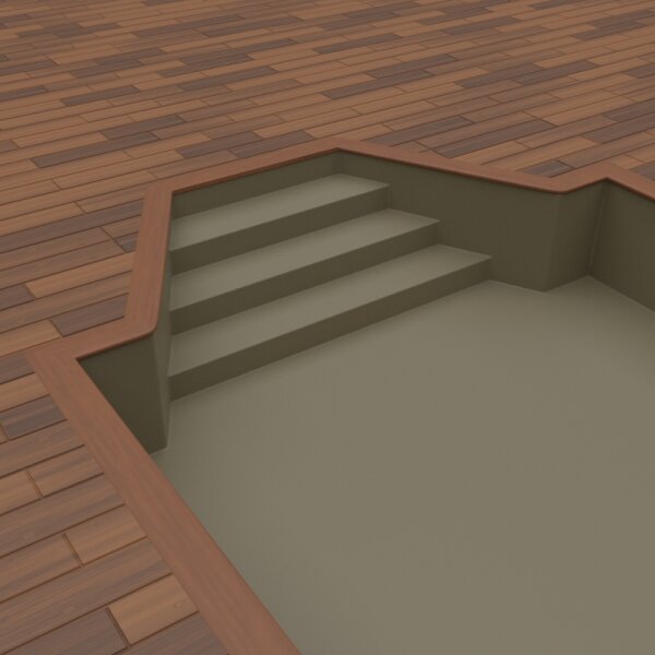 BWT Procopi Poolfolie für trapezförmige Treppe außen S-Liner 0,9 mm rutschfest Lehm