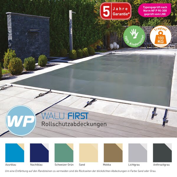 Walter Walu Pool Prestige Rollschutzabdeckung 5,1 x 7,1 m rechteckig Azurblau