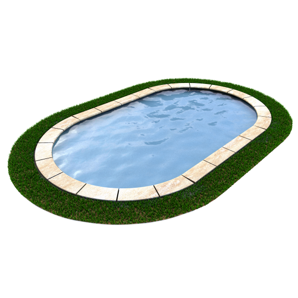 Pool Beckenrandsteine Kiruna Kashmir Cream Naturstein Sandfarben Ovalbecken 3,5 x 7,0 m
