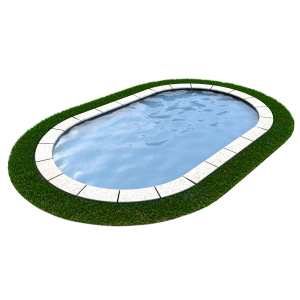 Pool Beckenrandsteine Napoli Soft Sand Naturstein Sandfarben Ovalbecken 3,0 x 5,0 m
