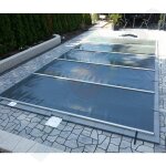 Walter Walu Pool Evolution Bar supported safety cover 3,4 x 4,9 m square anthracite grey