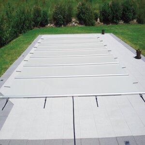 Walter Walu Pool Evolution Bar supported safety cover 3,4 x 6,9 m square anthracite grey