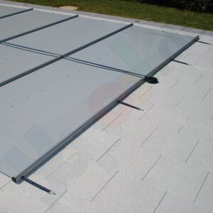 Walter Walu Pool Evolution Bar supported safety cover 5,4 x 10,9 m square anthracite grey
