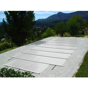 Walter Walu Pool Evolution Bar supported safety cover 5,4 x 9,4 m square anthracite grey