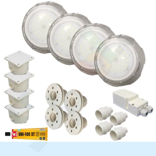 Paket 4x Seamaid Mini LED Scheinwerfer Unterwasserscheinwerfer weiß 427 lm