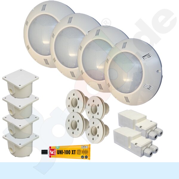 Paket 4x Seamaid Maxi LED Scheinwerfer Unterwasserscheinwerfer weiß 1360 lm
