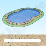 Pool Beckenrandsteine Beton Achtformbecken 3,60 x 6,25 m flache Form sandfarben