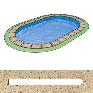 Pool Beckenrandsteine Beton Ovalbecken 4,00 x 8,00 m flache Form sandfarben