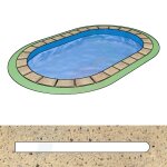Pool Beckenrandsteine Beton Ovalbecken 3,60 m x 7,37 m flache Form sandfarben