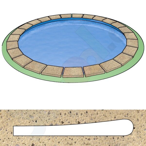 Pool Border Stones Concrete Round Pool 4,0 m wave shaped sand coloured