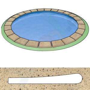 Pool Border Stones Concrete Round Pool 4,0 m wave shaped sand coloured