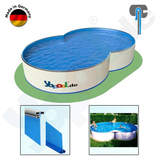 PROFI 8-shaped pool FAMILY+ 7,25 x 4,6 m 1,5 m - Inner liner 0,8mm - Colour: adriablue - with aluminium combi-handrail