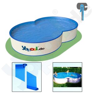 PROFI 8-shaped pool FAMILY+ 7,25 x 4,6 m 1,5 m - Inner liner 0,8mm - Colour: adriablue - with aluminium combi-handrail