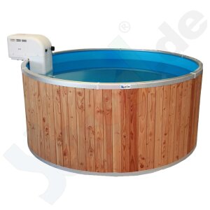 Round Pool FUN WOOD 4,0 x 1,2 m Liner sand 0,8 mm Aluminium Combi-Handrail