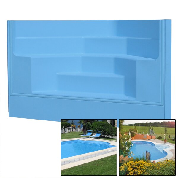 Dom Composit Pool Stairs Corner Stairs 4 steps, 2,0 x 2,0 x 1,5 m french blue