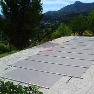 Bar supported safety cover Walu Pool Evolution 3,4 x 6,4 m grey square