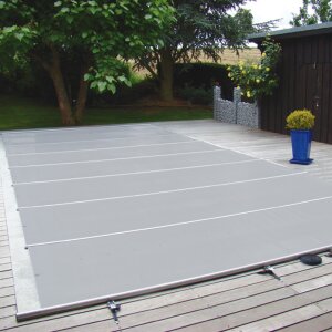 Bar supported safety cover Walu Pool Starlight 5,4 x 10,4 m grey square