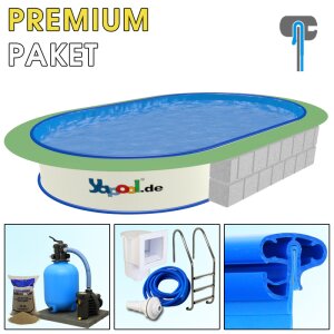 Premium Pool Paket A Ovalbecken PROFI SWIM 8,0 x 4,0 x 1,2 m Folie 0,8 mm blau