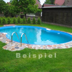 PROFI 8-shaped Pool FAMILY 5,4 x 3,5 x 1,2 m Folie sand 0,8 mm Combi-Handrail