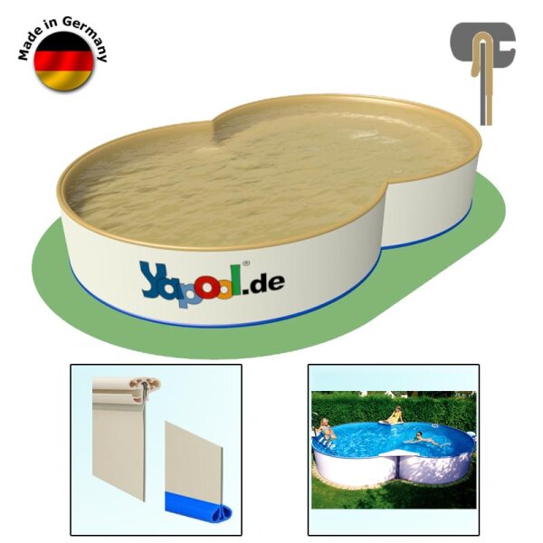 PROFI 8-shaped Pool FAMILY 4,7 x 3,0 x 1,2 m Folie sand 0,8 mm Combi-Handrail
