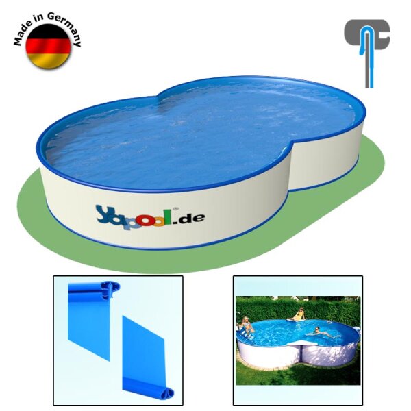 PROFI 8-shaped Pool FAMILY 4,7 x 3,0 x 1,2 m liner blue 0,8 mm Combi-Handrail