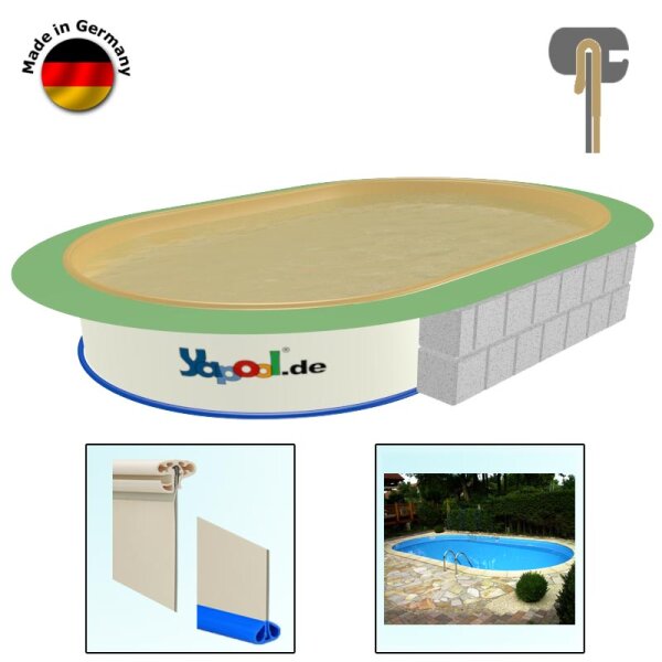 PROFI Oval Pool SWIM 8,0 x 4,0 x 1,5 m Liner sand 0,8 mm Combi-Handrail