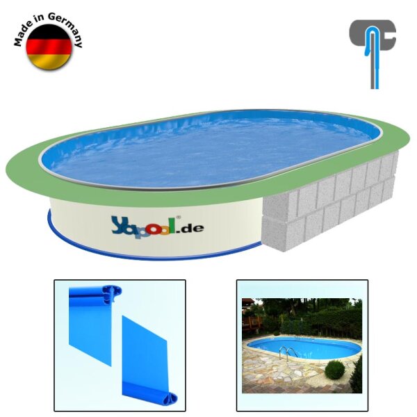 PROFI Oval Pool SWIM 7,0 x 3,5 x 1,2 m Liner blue 0,8 mm Combi-Handrail